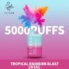 Tropical Rainbow Blast By ELFBAR 5000 Puffs Disposable 20mg Tropical Rainbow Blast By ELFBAR Disposable vapes are far superior to the Elf Bar disposables of the past. Due to their massive vape juice tanks and rechargeable batteries, most vapers get at least one week of use out of a single disposable vape. All 12 Elf bar vape flavors are prefilled with premium e-Liquid that has a 50mg nicotine strength.