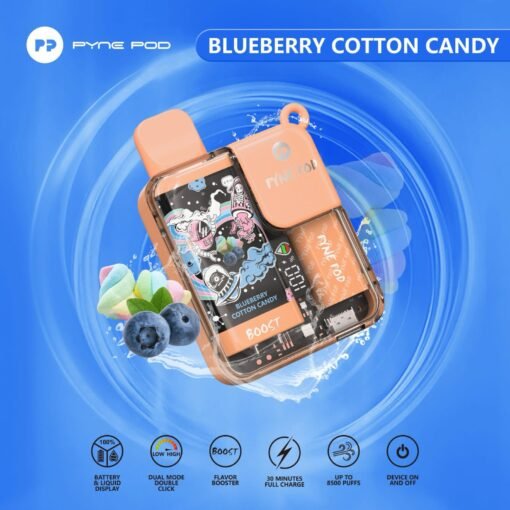 PYNE POD BOOST - Rechargeable Disposable Vape (8500 Puffs) Blueberry Cotton Candy