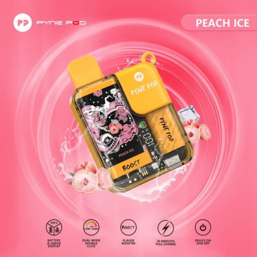 PYNE POD BOOST - Rechargeable Disposable Vape (8500 Puffs) Peach Ice