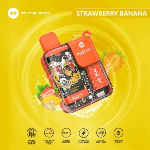 PYNE POD BOOST - Rechargeable Disposable Vape (8500 Puffs) Strawberry Banana